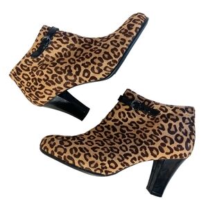 Aerosoles Patrole Car Leather Leopard Print Mobwife Ankle Boot Booties Sz 6.5